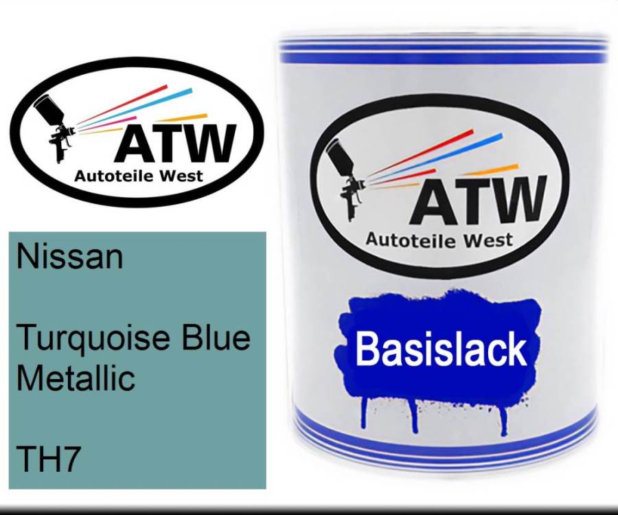 Nissan, Turquoise Blue Metallic, TH7: 1L Lackdose, von ATW Autoteile West.